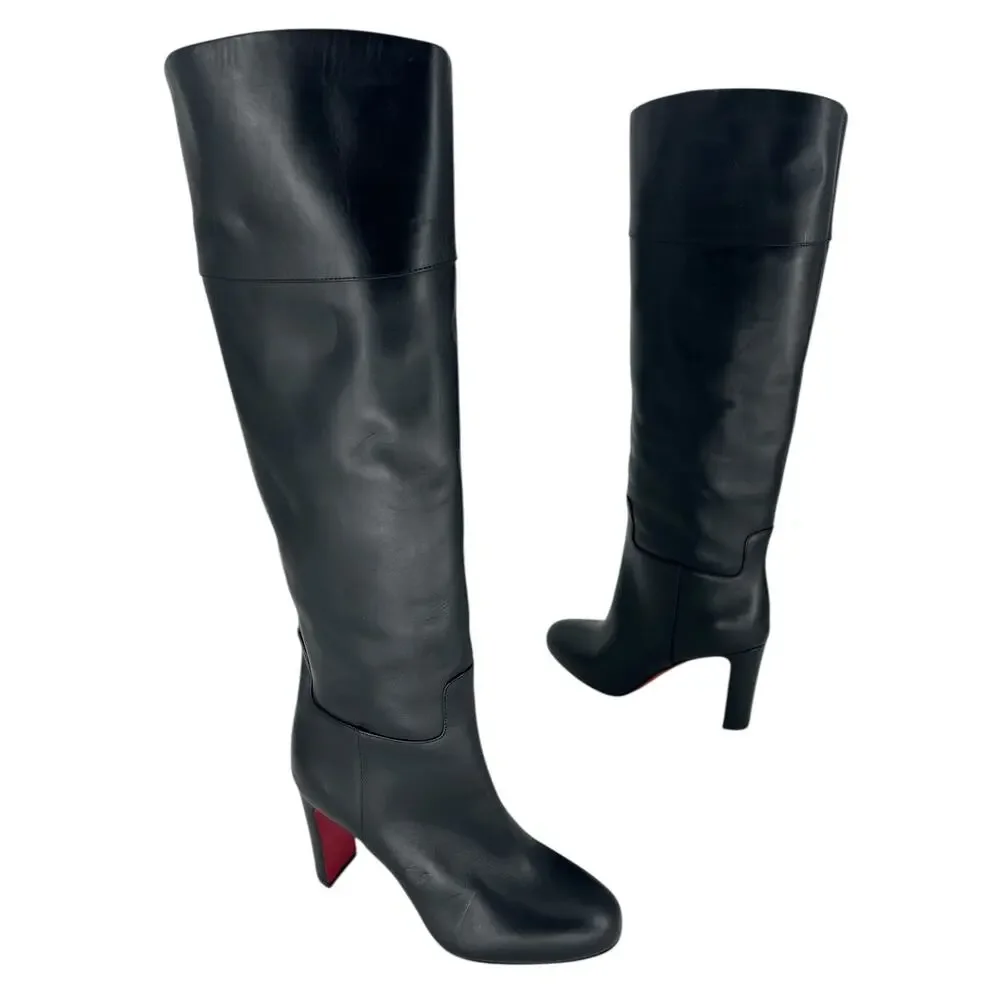 Christian Louboutin Loo Botta 85mm Knee High Boot in Black Calf Leather - Picture 2 of 16